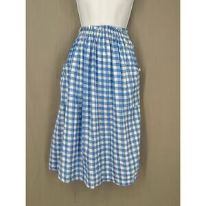 Asos Skirt Womens 2 Petite Blue Plaid Midi Gingham White Cottage Boho Country